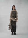 SWAYING 25 Fall/Winter Collection: Woolen A-line Skirt with Tie-Up Detail and Gradient Design SW-SW25AW3B08C2S2-HUIZONG (Gray-Brown)